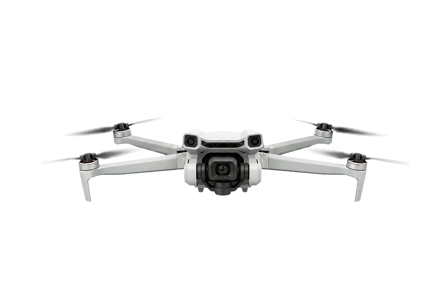 Drone compacto da categoria DJI Mini 3 visto de frente