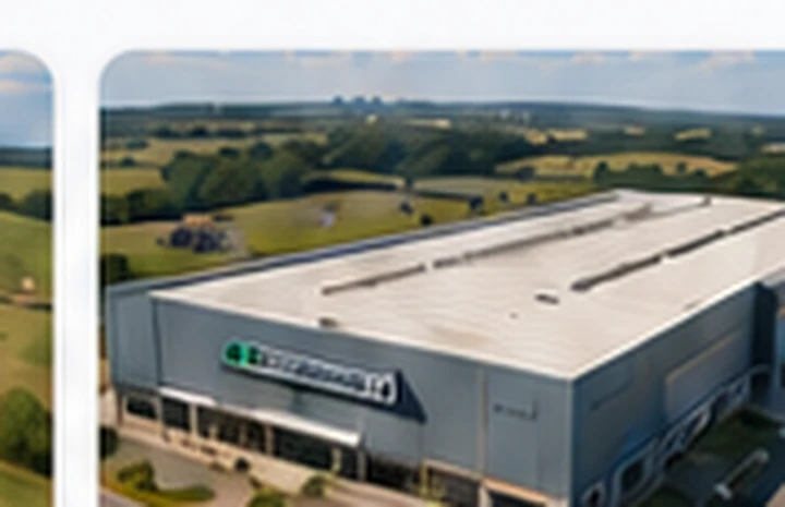 Imagem aérea de empresa e instalação industrial